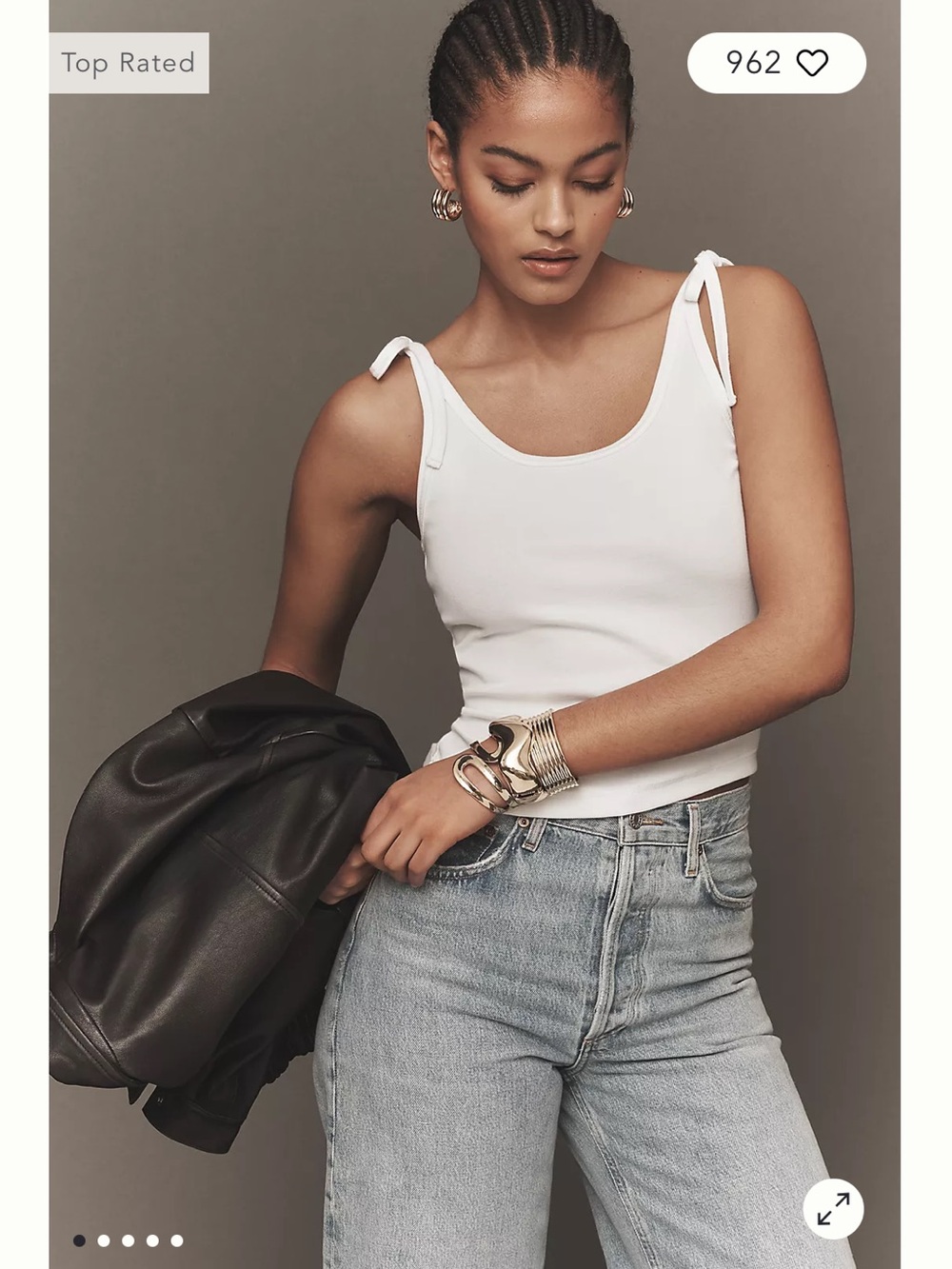 NEW Maeve White Tie-Shoulder Tank Top